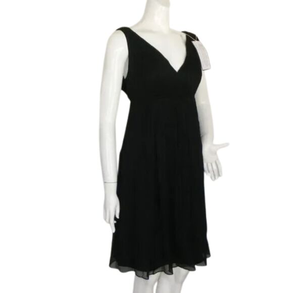 new J.CREW Silk Chiffon Dress, 12, Black, Babydoll, Cocktail/Party, V-neck - Picture 2 of 15